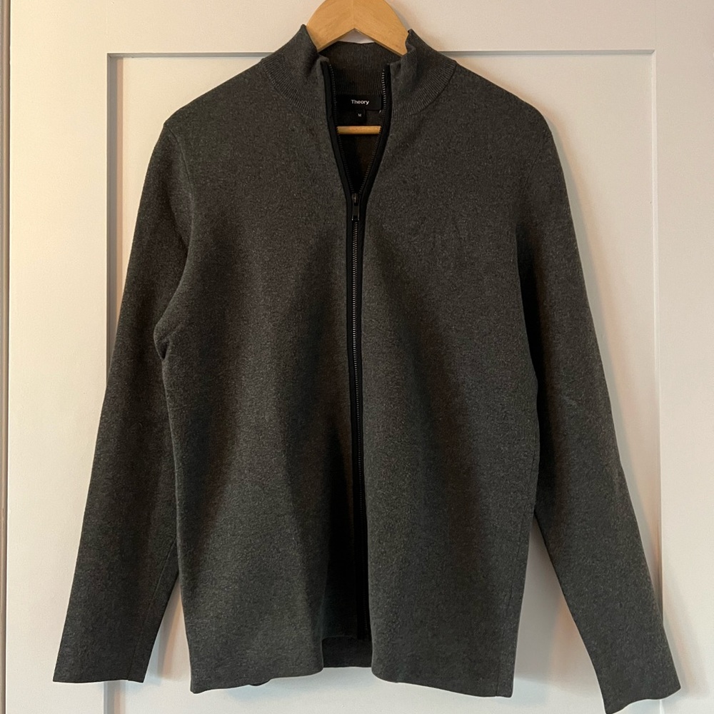 Theory Full Zip Gray Cardigan